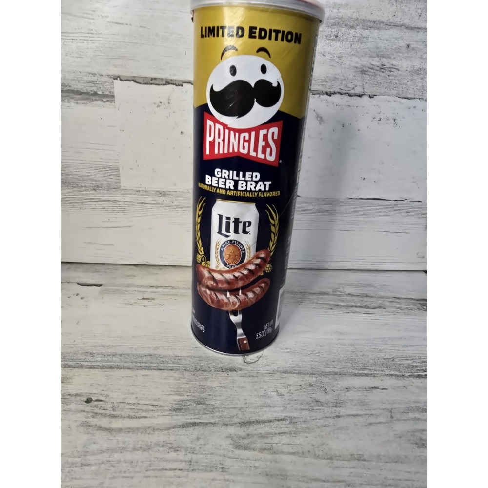 Pringles Miller Lite Grilled Beer Brat Limited‎ Edition Potato Crisps 5.5oz Can